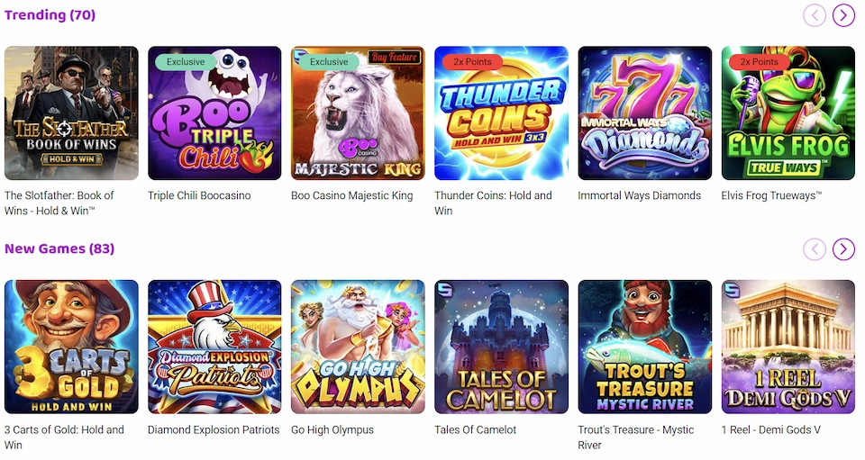 Boo Casino Game Selection