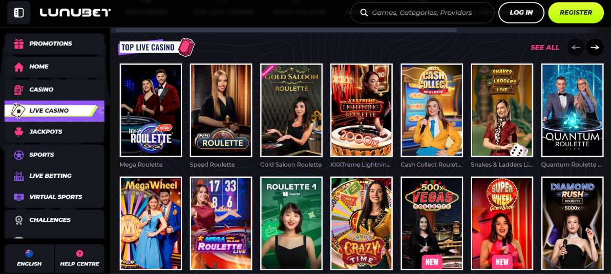 LunuBet Live Casino Games