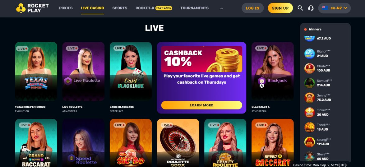 Rocketplay Casino Live Dealer Games