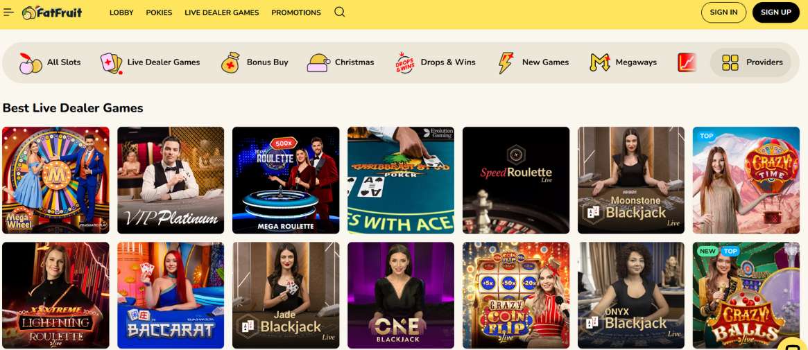 FatFruit Casino Live Dealer Games