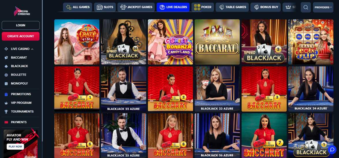 Trips Casino Live Dealer Games