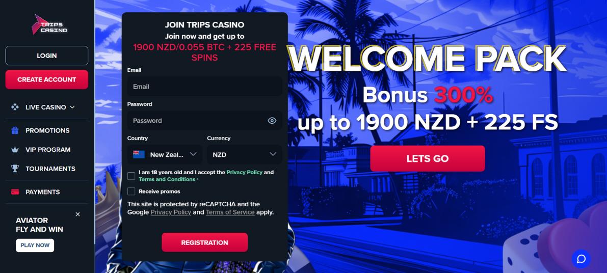 Trips Casino Welcome Bonus