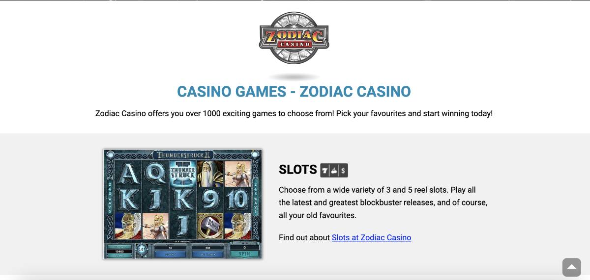 zodiac casino games